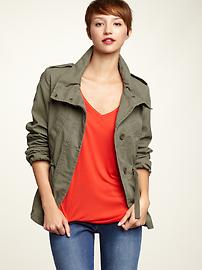 Washed cotton funnel-neck jacket