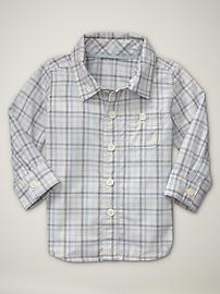 Woven blue plaid top