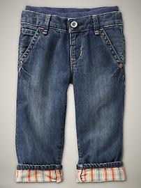 Knit-waist lined jeans (medium wash)