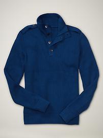 Ribbed button-placket sweater