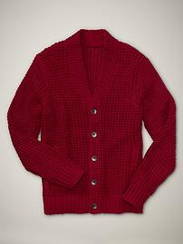 Tuck knit ribbed cardigan