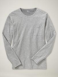 Striped double-layer pocket T