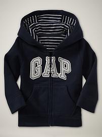 Arch logo stripe-lined hoodie