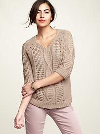 Cable knit V-neck sweater