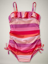 Striped ruffle one-piece