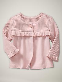 Ribbed ruffle cardigan
