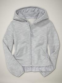 Heathered ruffle hoodie