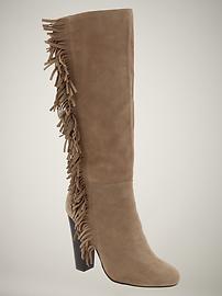 Tall fringe boots