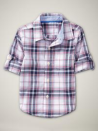 Convertible red plaid shirt