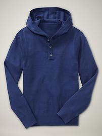 Ribbed trim hooded pullover