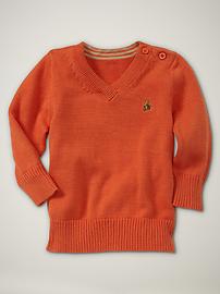V-neck button sweater