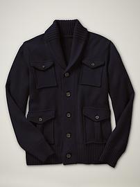 Patch-pocket shawl cardigan