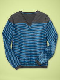 Striped cotton V-neck sweater