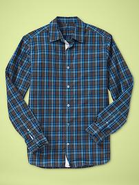 Contrast trim plaid shirt