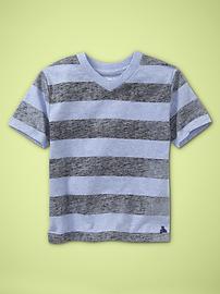 Heathered stripe V-neck T