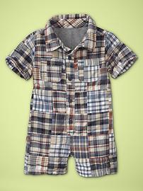Patchwork plaid one-piece