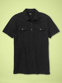 Marled two-pocket polo