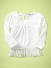 Long-sleeve sequin yoke T
