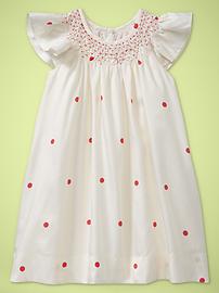 Smocked polka-dot dress