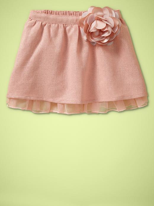 View large product image 1 of 1. Metallic tweed rosette skirt