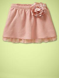 Metallic tweed rosette skirt