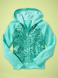 Sequin zip-front hoodie