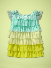Ombre ruffled tulle top