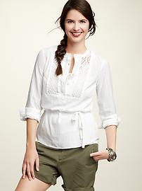 Embroidered crochet-trim tunic