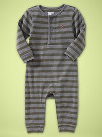 Striped henley one-piece