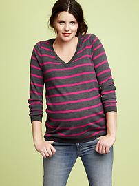 Striped V-neck sweater