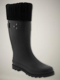 Knit-cuff rain boots