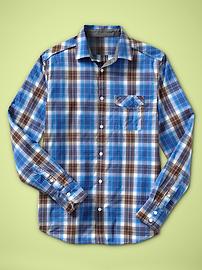 Plaid bias pocket shirt