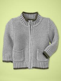 Tipped zip-front cardigan