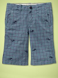 Embroidered flat front shorts