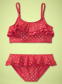 Ruffled foil-dot two-piece