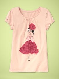 Shirred sleeve graphic T