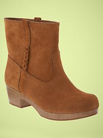 Suede clog boots