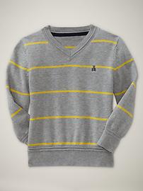Striped V-neck sweater