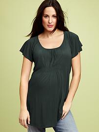 Smocked flutter-sleeve tunic