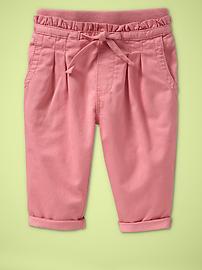 Knit-waist paper bag pants