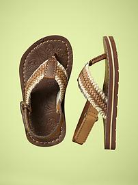 Braided ankle-strap flip flops