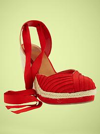 Grosgrain ribbon wedge espadrilles