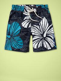 Hibiscus shark swim trunks