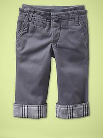 Plaid cuffed chinos
