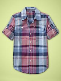 Convertible plaid shirt