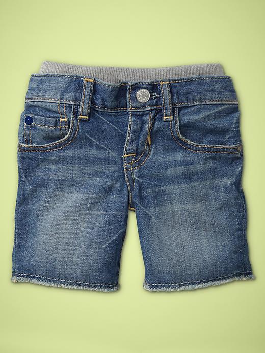 Image number 1 showing, Knit-waist denim shorts