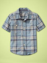 Blue plaid shirt