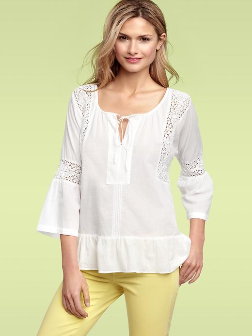 View large product image 1 of 1. Crochet peasant blouse