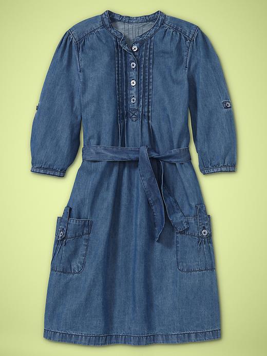 Image number 3 showing, Pintucked chambray dress