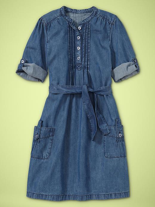 Image number 1 showing, Pintucked chambray dress